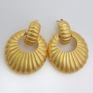 VTG Gold Tone Post Croissant Hinge Dangle Earrings
